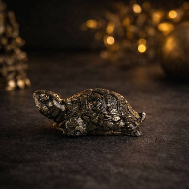 AanganAura Natural Pyrite Tortoise Showpiece for Home & Office Decorative Showpiece  -  2.75 cm