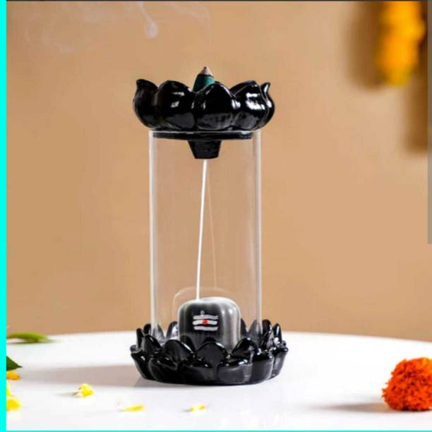 shivsom Glass Shivling Backflow Smoke Fountain with10Cones HOME DECOR Decorative Showpiece  -  25 cm