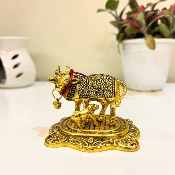 Gachera Small Kamdhenu Cow with Calf डेकोरेटिव शोपीस  -  5.5 cm