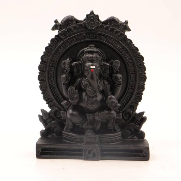 hands of odisha Black Singhasan Ganesha Idol (4 Inch) Decorative Showpiece - 10.5 cm