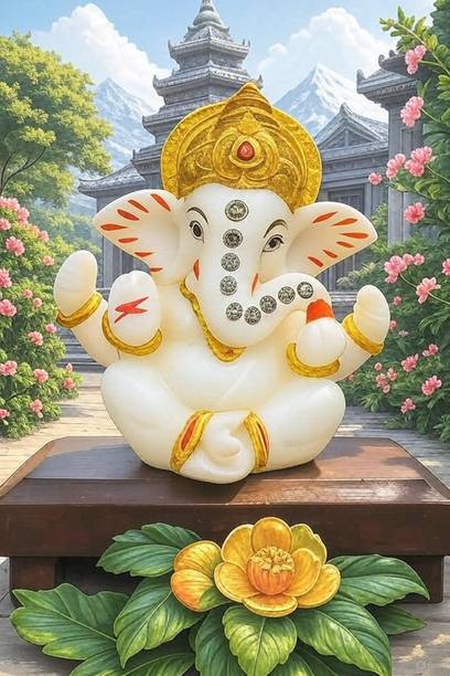 WEKTU Stylish Decorative Ganesh Idol for Spiritual Home Decor Decorative Showpiece  -  7 cm