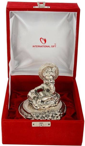INTERNATIONAL GIFT Silver Plated Makhan Chor Laddu Gopal Idol With Box & Bag | For Pooja, Mandir Decorative Showpiece  -  11 cm