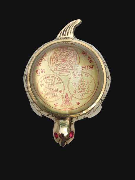 Denique Vastu Tortoise with Crystal Half Globe Sampurna Shree Yantra Decorative Showpiece  -  3 cm