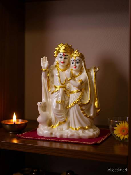 BZILO Radha Krishna ji Statue For Home Temple, Car Dashboard Gift Design May Vary F87 Decorative Showpiece  -  13 cm