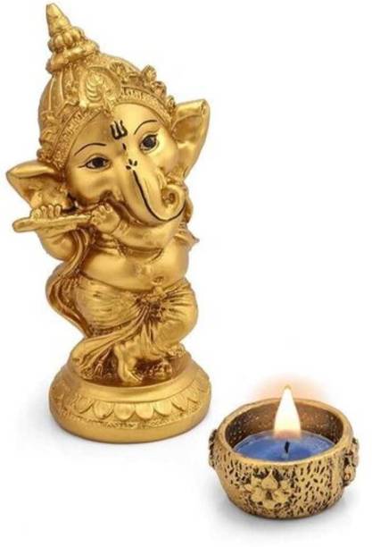 JewelEarth Decorative Showpiece Lord ganesh ji Staue For Home Pooja Mandir Decorative Showpiece  -  10 cm