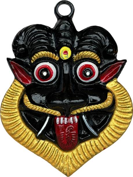 SalvusEstore Metal Mahakal Face Mask Nazar Battu: Evil Eye Protection for Home, Office, Shop Decorative Showpiece  -  11 cm