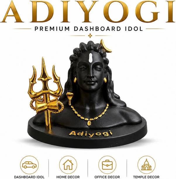 DASHCRAFT Adiyogi Car Dashboard Idol | 4.5 Inch Lord Shiva Resin Statue Decorative Showpiece  -  12 cm