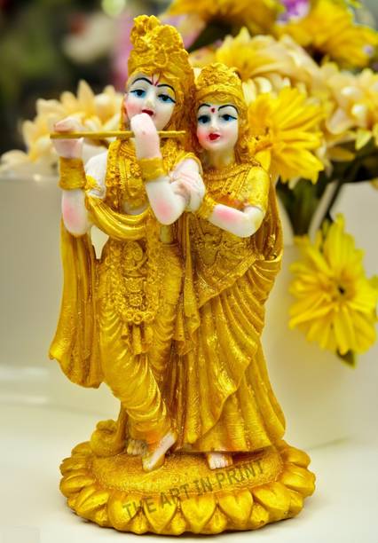 THEARTINPRINT Radha Krishna ji Jugal Jodi Murti Poly Resin,Marble Crush for Home Decorative Showpiece  -  19 cm