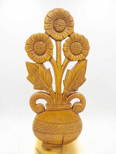 divinocraft Handcrafted Large Wooden Flower Vase Showpiece Decorative Showpiece  -  35 cm