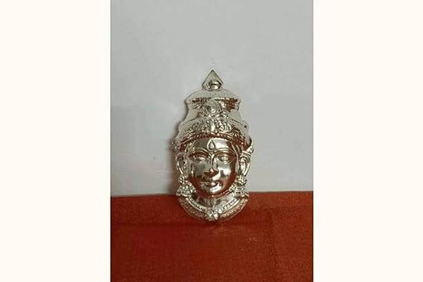 Puja Celebrations German Silver Devi Face 6 inches Decorative Showpiece  -  15 cm
