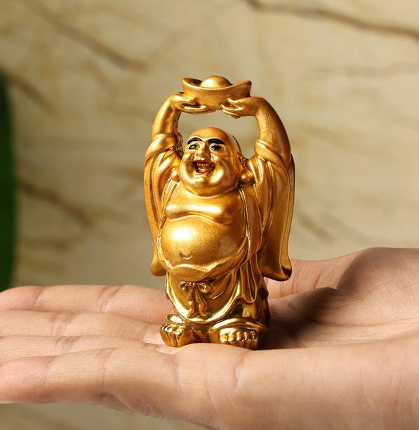 sculpmart Laughing Buddha For Money And Good Luck Small Size For Home Decor And Gifting Decorative Showpiece  -  7 cm