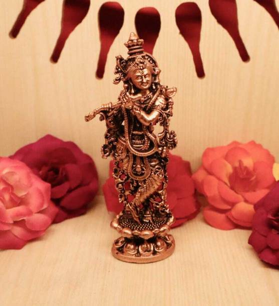 Shivam Copper Statue Maker Copper Small Standing Krishna idol Decorative Showpiece  -  6.5 cm