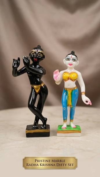 Vkvarun Radha Krishna Marble Idol Set for Home Temple | Handcrafted God Murti Pair Decorative Showpiece  -  28 cm