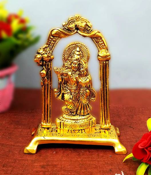Koolwal craft Metal Radha Krishna Playing Flute Kahna ji idol statue डेकोरेटिव शोपीस  -  18 cm