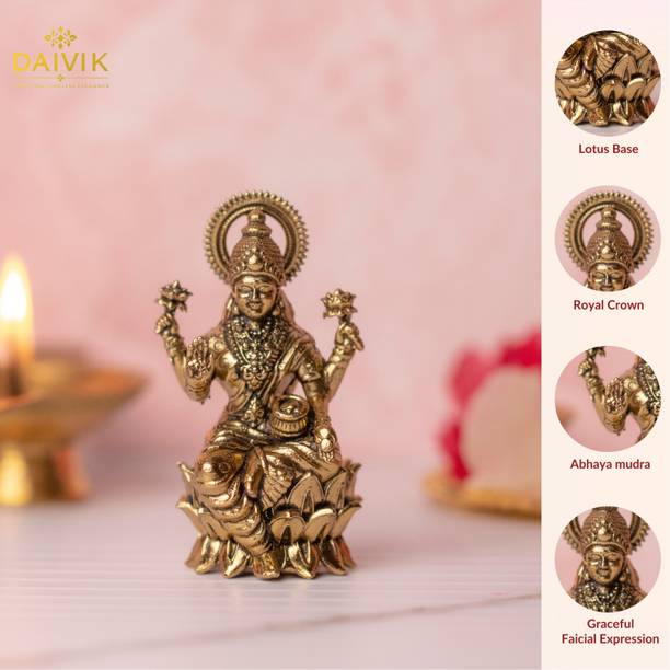 Daivik Shri Ashta Lakshmi idol murti 100% Pure Brass Decorative Showpiece  -  7 cm