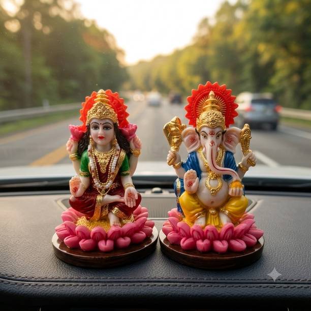 Murtiva decor Laxmi Ganesh Ji Idol Set for Home Decor Temple Puja and Diwali Gifting Decorative Showpiece  -  7.5 cm