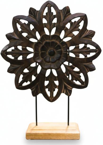 Accent Decora Handcrafted Mango Wood & Metal Tabletop Decorative Sculpture Decorative Showpiece  -  47 cm