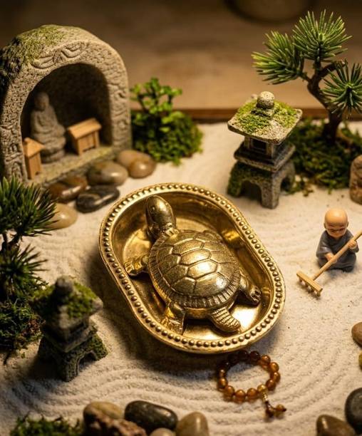 SriMaa Ventures Traditional Brass Tortoise Yantra Kachua Turtle Plate for Positivity Decorative Showpiece  -  1 cm