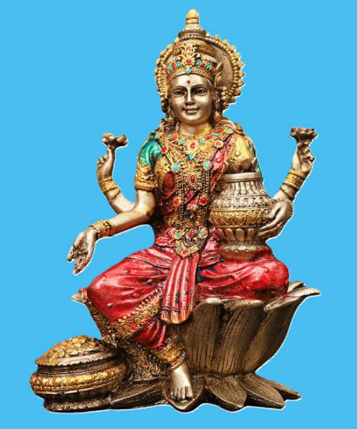 A & S VENTURES Laxmi Murti for Diwali Pooja Polyresin Hindu God Idol Statue in Sitting Pose Decorative Showpiece  -  17 cm