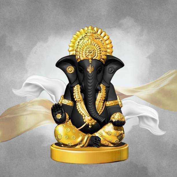 BLADESMITH Ganesh Ji Idol statue murti Car, Office and Home Decor - Black Decorative Showpiece  -  10.2 cm