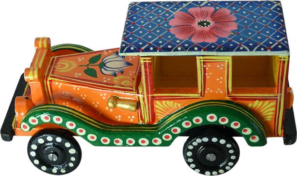 Caya Crafts Wooden Vintage Car with Brown Frame – Handcrafted Showpiece Decorative Showpiece - 19 cm