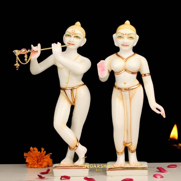 sudarshanarts Radha Krishna Statue- 11" Cultured Marble Radha Krishna Sculpture Decorative Showpiece  -  28 cm