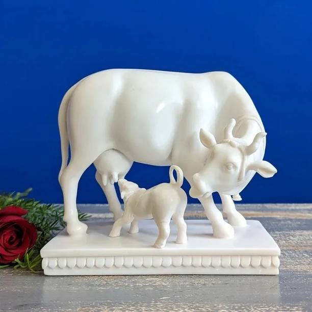 VAMIKA HANDICRAFTS khamdhenu cow and calf statue Decorative Showpiece  -  15.2 cm