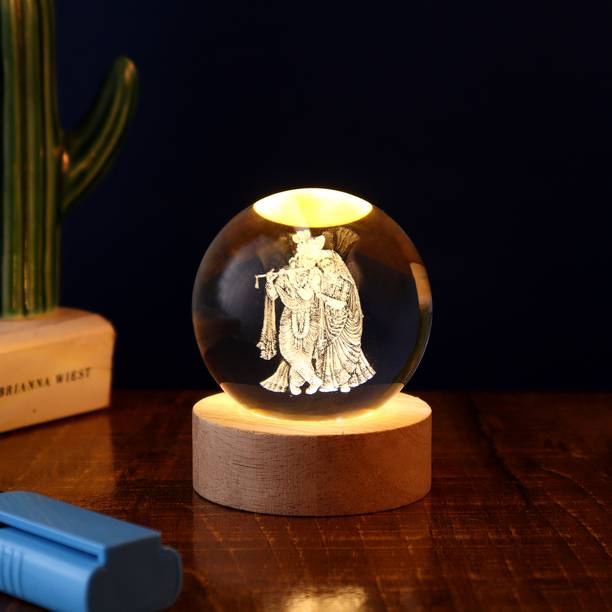 STARLIGHT 3D LED Glass Ball with Couple Figurine – Decorative Lamp for Home Decor Decorative Showpiece  -  7.5 cm