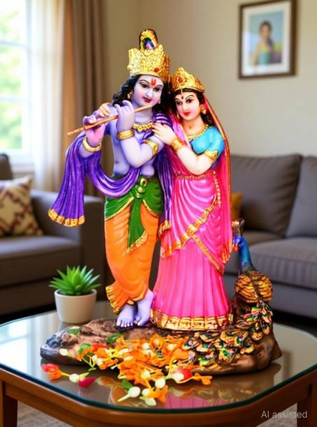 Matchless Gifts Sai Amrut Radha Krishna with Peacock (Height :20Cms) Decorative Showpiece  -  20 cm