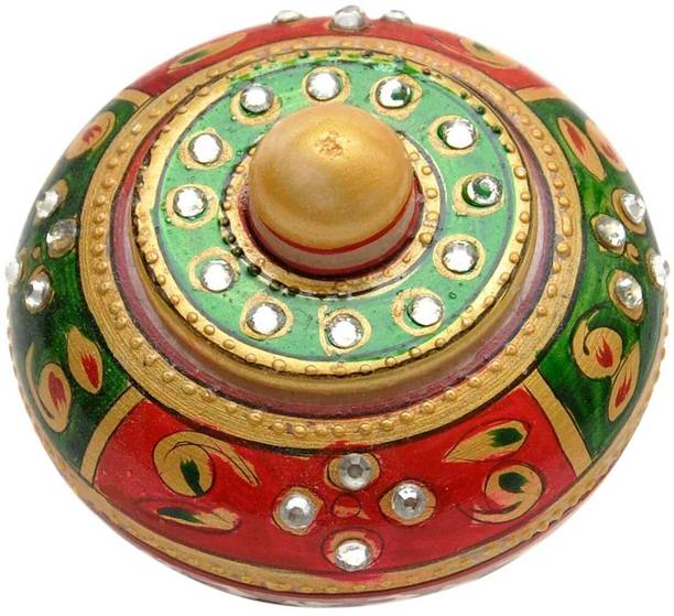 SEVLIYA TRADERS Marble Sindoor Dani, Sindoor Box, Kumkum Box (7.5Cm X7.5 Cm X 5 Cm) Decorative Showpiece  -  3 cm