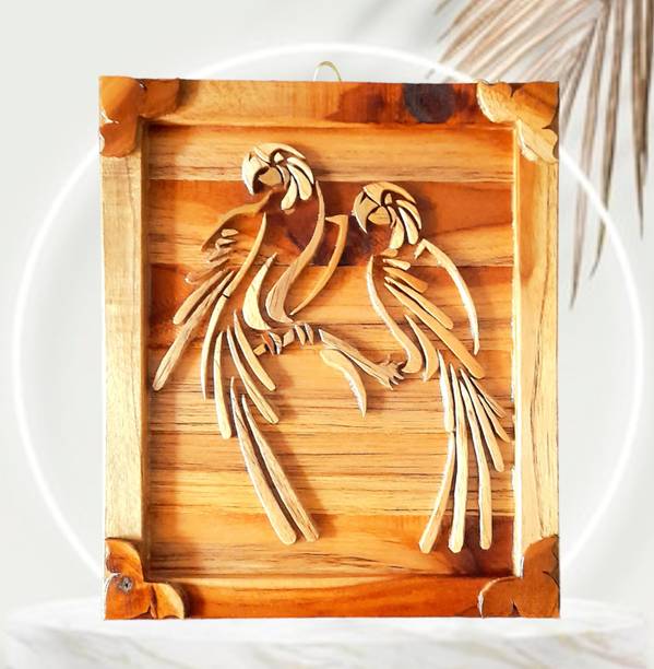ajartandcraft AJ art & craft Artistic Parrots Wall Hanging Decor Art Wooden Handicrafts. Decorative Showpiece  -  30 cm