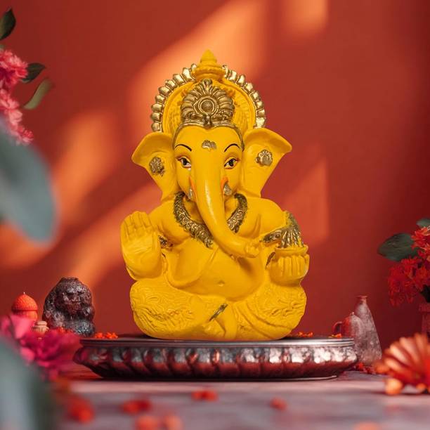 Craft World Ganesha Murti, Vinayak Ganpati Idol For Car Dashboard, Home Decorative Showpiece  -  8.9 cm