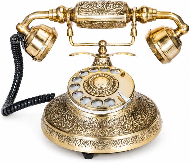 Aivaro Heritage Vintage Rotary Rectangular Telephone Showpiece for Home & Office Decor Decorative Showpiece  -  16 cm