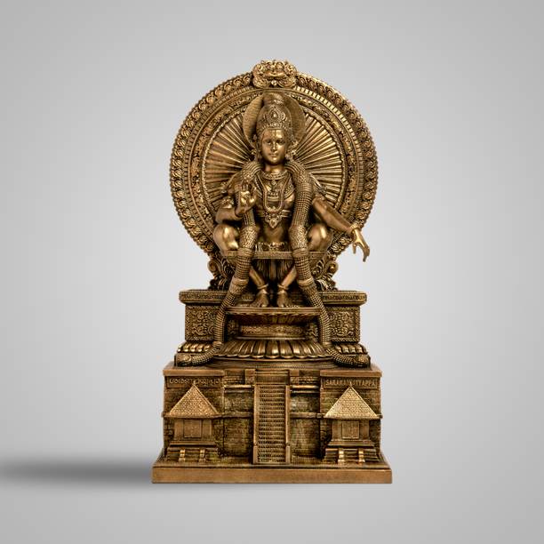 SILAII Sabarimala Lord Ayyappan Divine Sculpture 9 Inch Antique Bronze Decorative Showpiece  -  22.86 cm