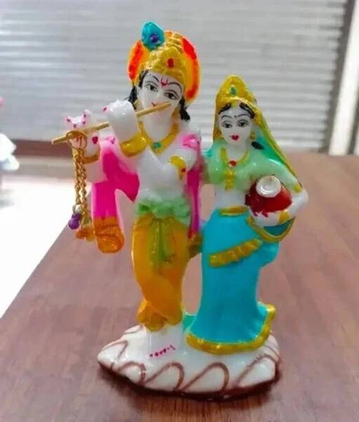 ASHA ART Asha Art Stone Radha Krishna idol Murti for Pooja Mandir / Home Decor Decorative Showpiece  -  10 cm