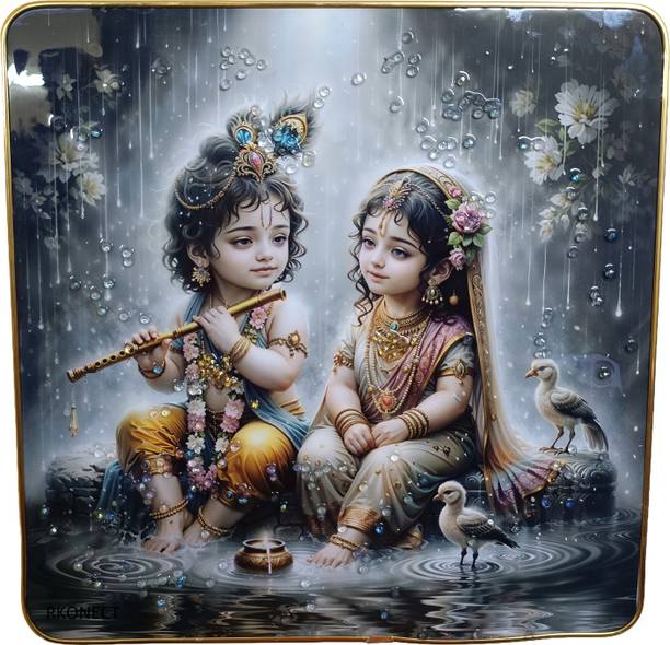 RKONECT Radha Krishan Black Frame Wall Hanging For Home Decor Decorative Showpiece  -  30 cm
