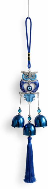 MAAJAWALAJI Owl heart bell hang Decorative Showpiece  -  25 cm