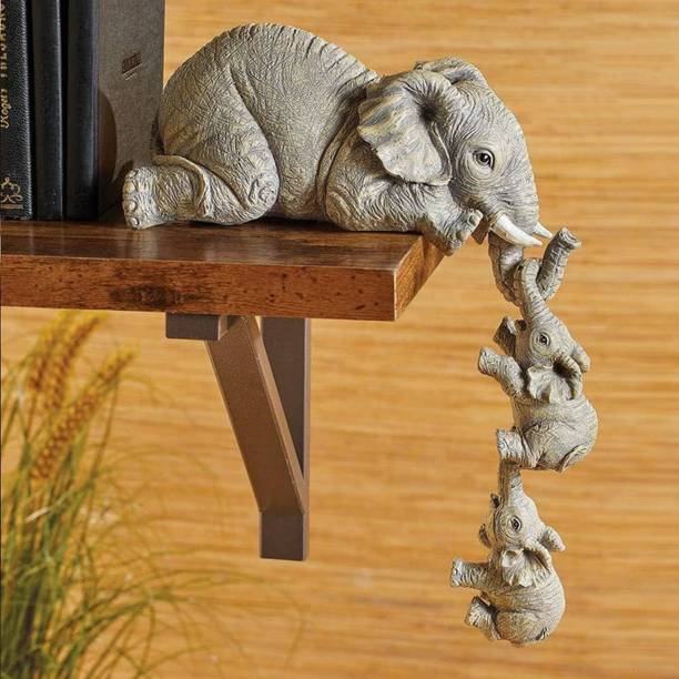 MARINER'S CREATION Elephant Showpiece With Babies Modern Art Design For Home Décor, Gifts Decorative Showpiece  -  10 cm