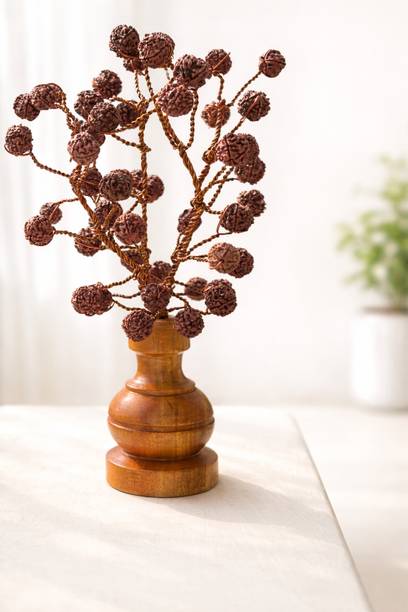BrajMantra Premium Rudraksha Tree Showpiece with Wooden Base | Decorative Showpiece  -  9.5 cm