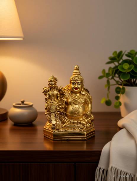 tskutty Kubera Lakshmi Statue / Lord Kubera and Lakshmi Statue for Wealth and Harmony | Lord kuber Idol/ Decorative Showpiece  -  8 cm