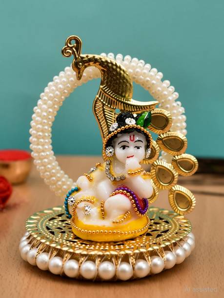 UniqueArt Cute Krishna Idol for CAR Dashboard|Krishna Ji Car Dashboard|Bal Gopal Statue Decorative Showpiece  -  9 cm