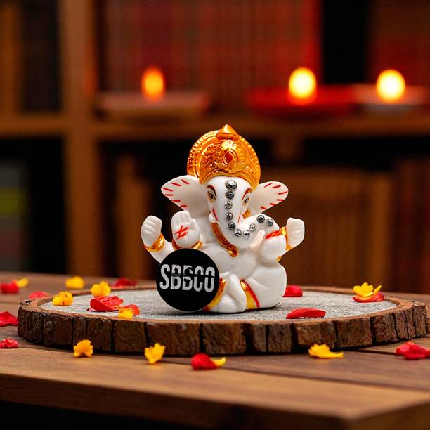 SBBCO Divine Magnet Polyresin Lord Ganesha Idol for Home Temple & Pooja Decorative Showpiece  -  6 cm