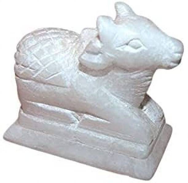 VALUE CRAFTS Marble Dust Made Kamdhenu Cow with Calf Idol-Religious idol Decorative Showpiece  -  6.1 cm