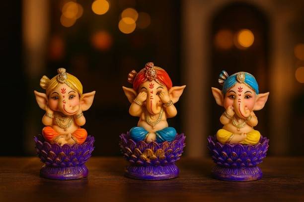STARBLOOM STARBLOOM Beautiful Ganpati Idol Set for Home & Gift Decorative Showpiece  -  18 cm