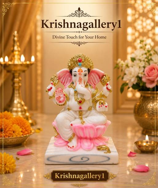 krishnagallery1 WHITE Ganesh Statue ,Ganesh JI Murti , Love Couple , Laxmi Ganesh , Ganesh Murti Decorative Showpiece - 17 cm