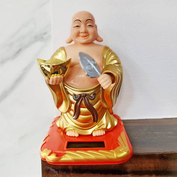 Misty Alle Laughing Buddha Statue Waving Fan Car home office Gifts and return gift Decorative Showpiece  -  6 cm