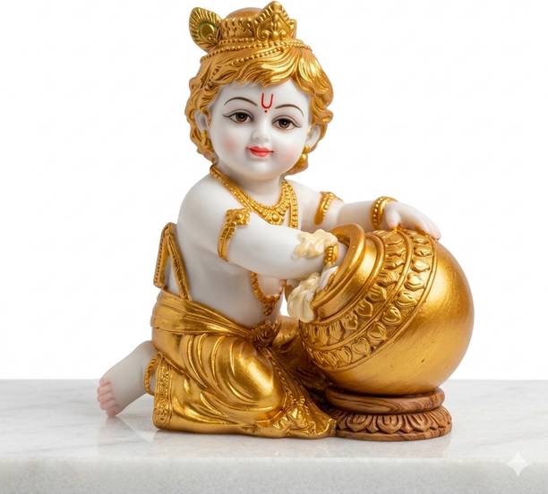 Murtiva decor Lord Krishna Statue Car Dashboard God Idol Home Decor Gift Item Showpiece Decorative Showpiece  -  14 cm