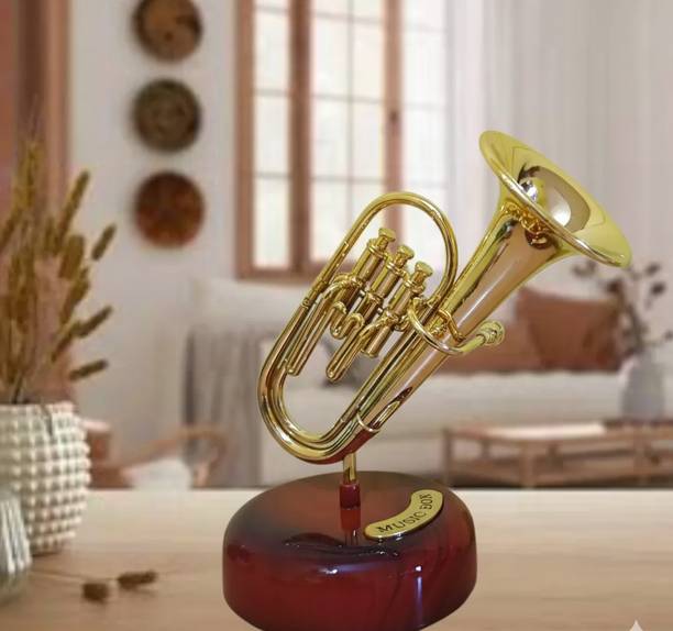 Nurahome Nurahome Beautiful Trumpet Showpiece with Rotation & music with Winding Up 20 CM Decorative Showpiece  -  17 cm