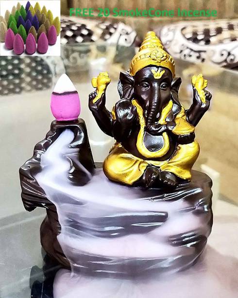 reeldot Lord Ganesh Ji Smoke Backflow Cone Incense Holder Decorative Showpiece डेकोरेटिव शोपीस  -  12 cm