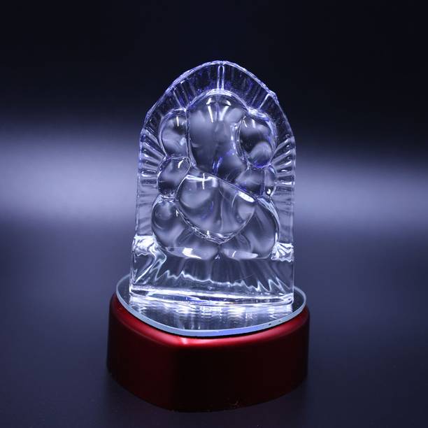 BHAGYA G Ganesh Ji Crystal God Statue Murti for Home Office Puja Gift Car Dashboard Decorative Showpiece  -  10 cm
